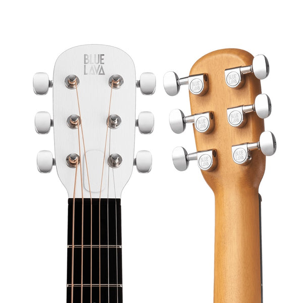 The neck and headstock of a BLUE LAVA Original 36