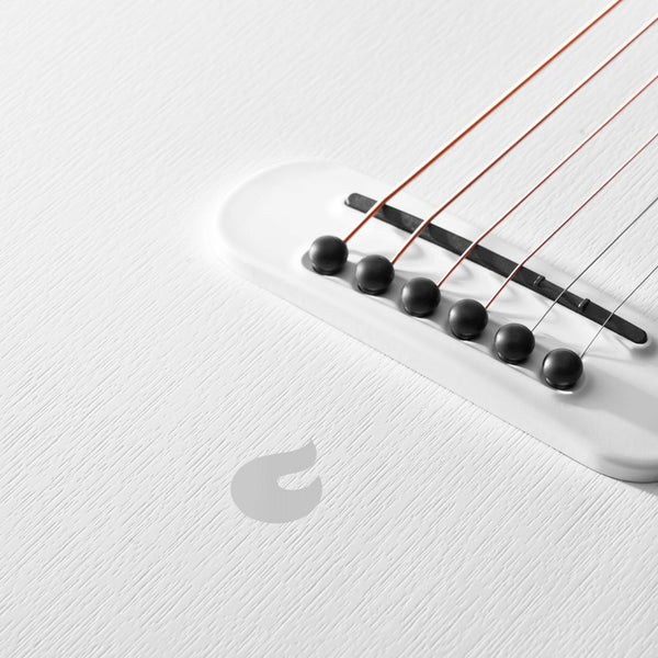 A close-up of a guitar with strings on it, the BLUE LAVA Original 36