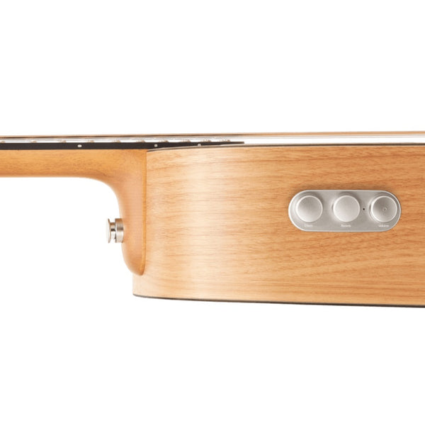 Close up of a wooden body guitar, BLUE LAVA Original 36