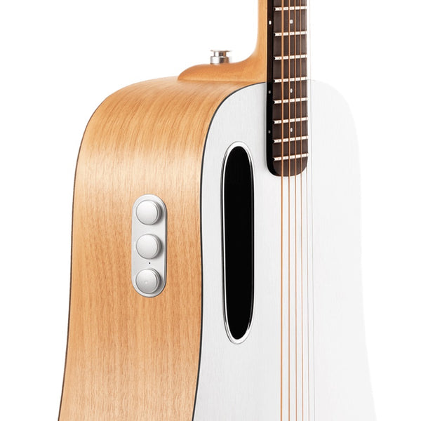 Acoustic guitar in frost white with wooden body, BLUE LAVA Original 36