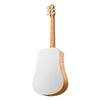 Stunning white acoustic guitar with pickguard, BLUE LAVA Original 36" model featuring AirFlow Bag, FreeBoost Technology.