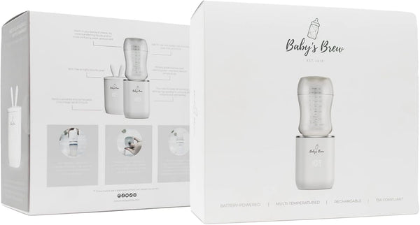 Baby's Brew Baby Shower Set - Portable Bottle Warmer with Adapter for Breast Milk, White