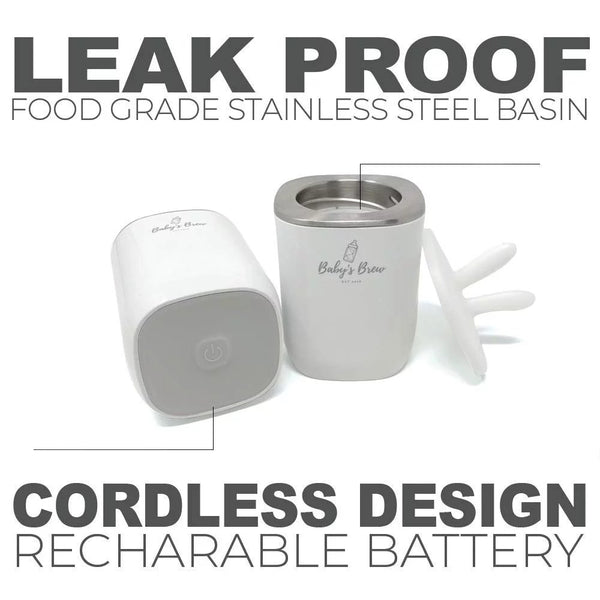 Baby's Brew Portable Bottle Warmer Pro - Leak-Proof Milk Warmer for Breastmilk and Formula (White)