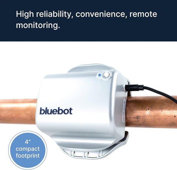 bluebot Smart Water Assistant: Universal Clamp-on Flow Meter 7-in-1 Smart Home Water Monitor and App for iOS