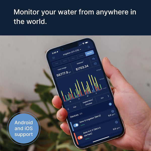 bluebot Smart Water Assistant: Universal Clamp-on Flow Meter 7-in-1 Smart Home Water Monitor and App for iOS