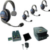 Ultralite ETP4S full duplex wireless intercom system with four single headsets and noise-reducing microphones
