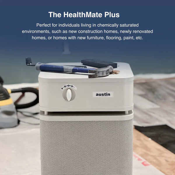Austin Air HealthMate Plus air purifier sandstone front view