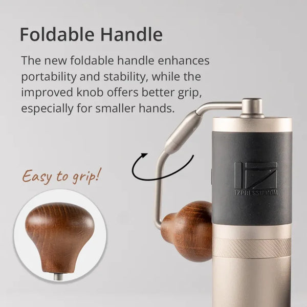 1Zpresso J Manual Coffee Grinder with foldable handle and silicone grip