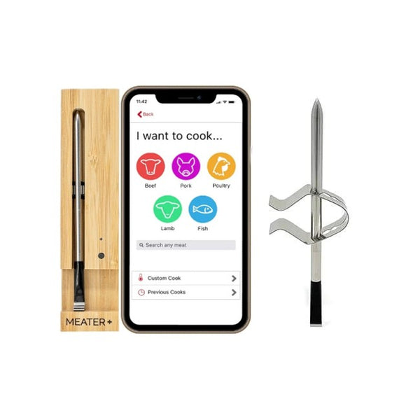 MEATER+ 165ft Long Range Smart Wireless Meat Thermometer for The Oven | Grill | Kitchen | BBQ Rotisserie with Bluetooth and WiFi Digital Connectivity with Bundled with Probe Holder