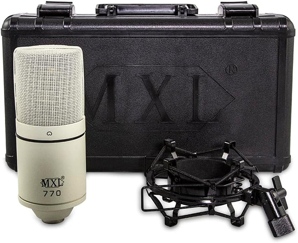 MXL 770 Vintage White Condenser Microphone with Shockmount and Case