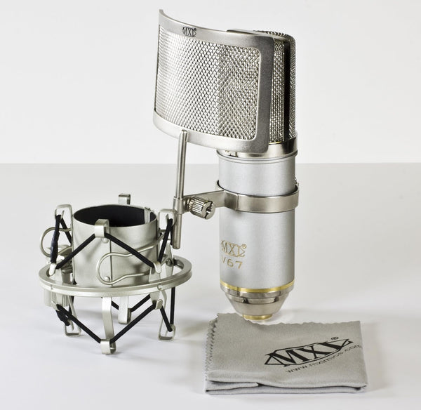 MXL V67G Heritage Edition condenser microphone with shock mount