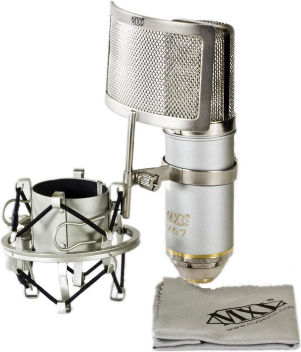 MXL V67G Heritage Edition condenser microphone with shock mount