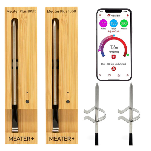 MEATER Plus: Dual Bundle | Smart Meat Thermometer With Bluetooth | 165ft Wireless Range | For The Oven, Grill, Kitchen, BBQ With 2 Probe Holders