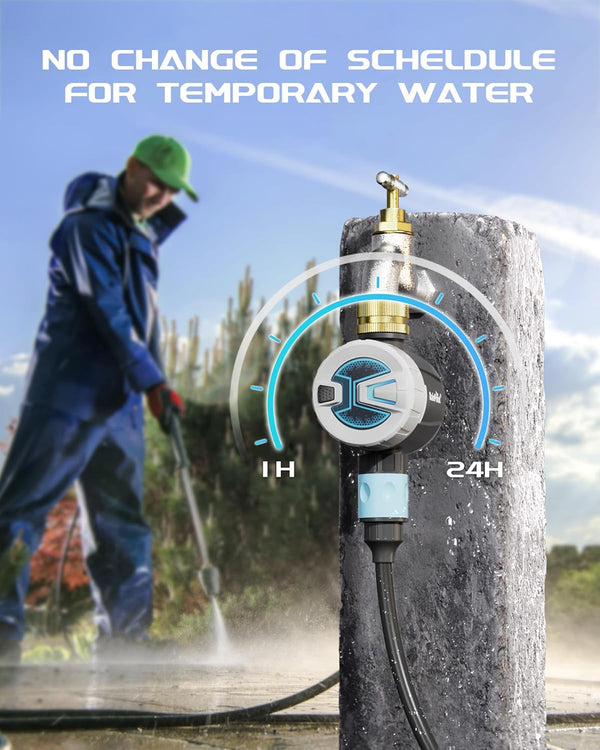 RAINPOINT Sprinkler Timer Outdoor - Bluetooth Hose Timer with 60M Connect Range, Digital Irrigation Water Timer for Garden Hose, Faucet Timer for Lawn and Yard