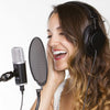 Proscreen XL metal pop filter with adjustable gooseneck attached to microphone stand for studio recording