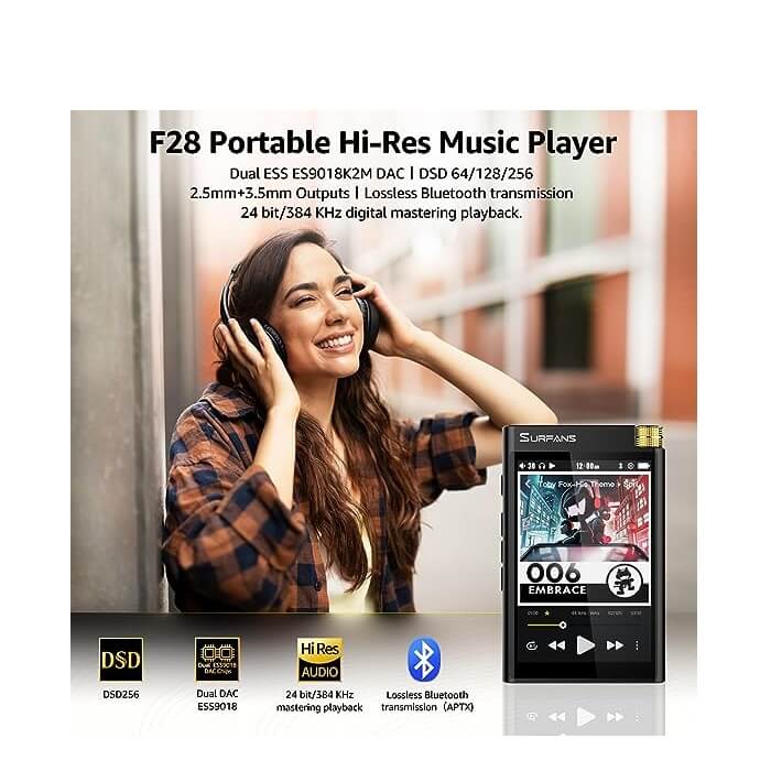  Surfans F20 HiFi MP3 Player with Bluetooth, Lossless