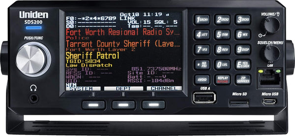 Uniden SDS200 True IQ TrunkTracker X BaseMobile Digital Scanner. Incredible Digital Performance. TrunkTracker X Technology Provides The Best Digital Decode Performance in The Scanner Industry.