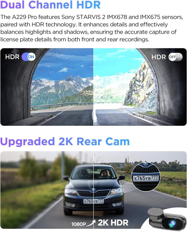 VIOFO A229 Pro 2CH 4K plus 2K dash cam front and rear