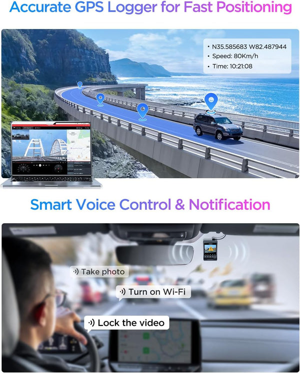 VIOFO A329S 2CH 4K front and 2K rear dash cam installed in car