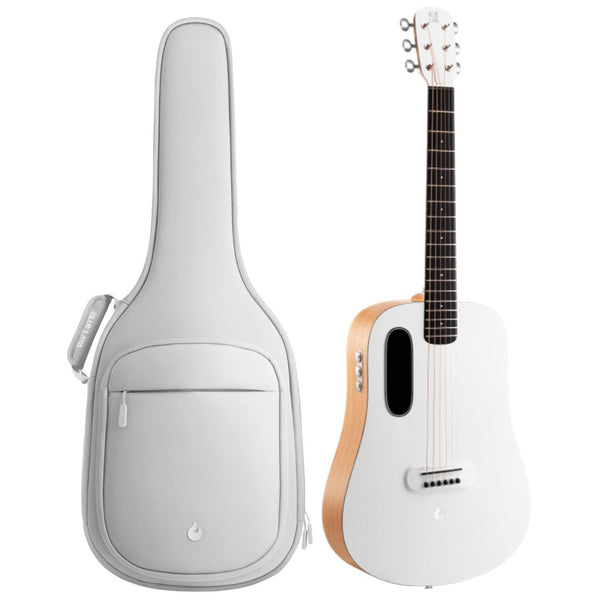 White acoustic guitar with wooden body, BLUE LAVA Original 36