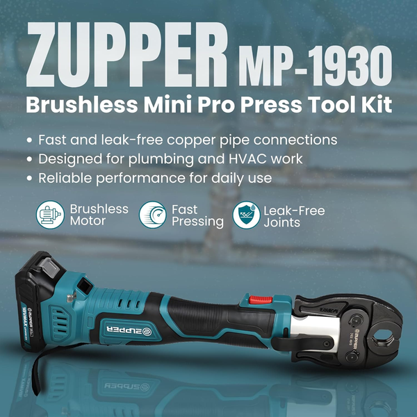 Zupper MP-1930 ProPress Tool – Professional Plumbing Press Tool for Copper Pipes