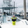 ACR GlobalFix V6 EPIRB placed on boat dock in marina environment for marine safety equipment setup