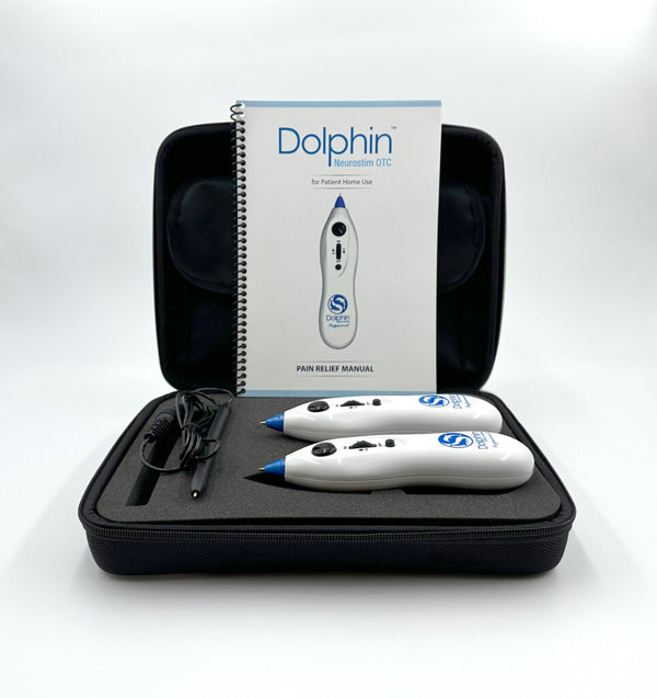 Dolphin Neurostim kit with devices manual and extension probe inside case
