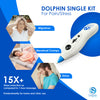 person using Dolphin Neurostim device for stress and muscle relief at home