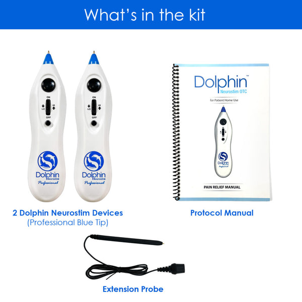 Dolphin Neurostim kit contents including devices manual and extension probe