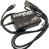 EvDiag Evinrude engine diagnostic kit connected to outboard motor