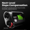 Golf rangefinder with slope compensation adjusting distances based on elevation and terrain