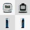 GolfBuddy Voice 2S+ Talking GPS Rangefinder clipped on a hat, showing screen and audio control