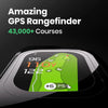 Golf GPS rangefinder screen showing detailed course layout with distances, hazards, and green positioning