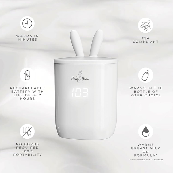 Portable Baby Bottle Warmer for Breastmilk & Formula (Travel-Friendly, Battery Powered)