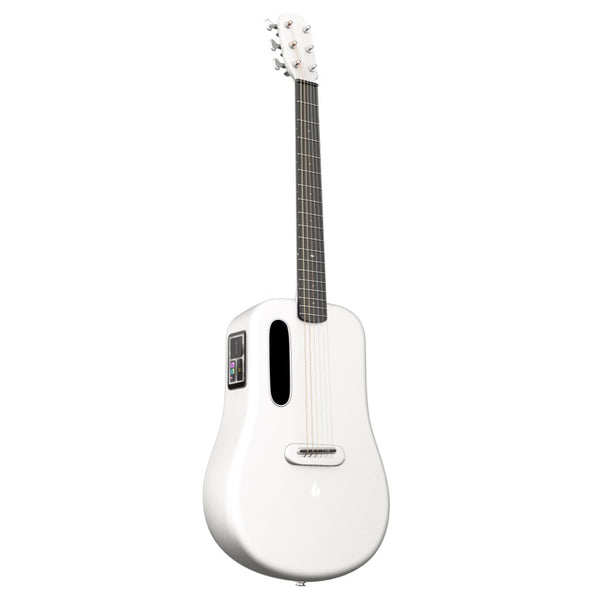 LAVA ME 3 38" Carbon Fiber Smart Acoustic Guitar with Built-in Effects and HILAVA OS for Adults, Teens and Beginners - White (Right Hand)