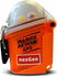 Marine Rescue GPS nexGen personal marine safety beacon front view in waterproof orange housing