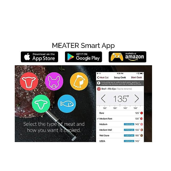 Meater Plus Wireless Meat Thermometer 165ft Long Range WIFI Digital  Connectivity For The Oven, Grill, Kitchen, BBQ With Apron