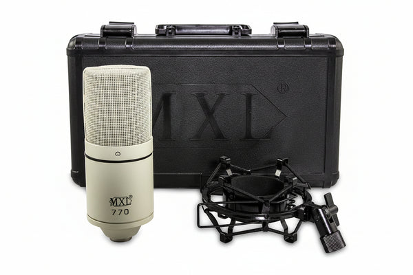 MXL 770 microphone kit with shock mount and protective carrying case for studio recording