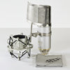 MXL V67G condenser microphone with shock mount and pop filter setup for professional vocal recording