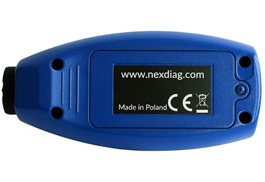 Back view of NexPTG paint thickness gauge showing build quality and Made in Poland label