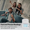 Family at home protected by SafetySiren PRO4 radon gas detector for indoor air safety