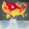 US radon risk map showing high exposure zones and need for radon detectors like SafetySiren PRO4