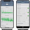 Mobile app interface for SensorPush showing temperature and humidity graphs alerts and custom settings