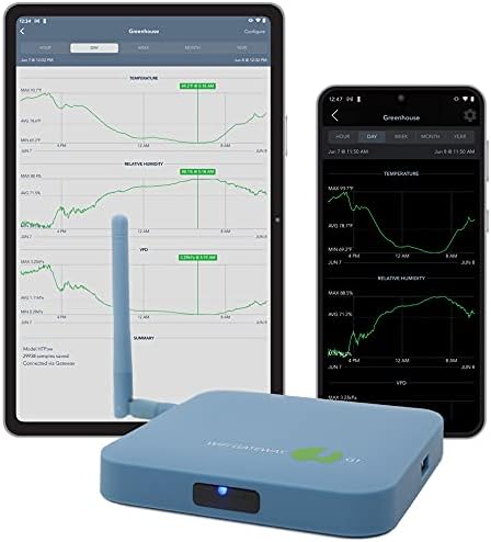SensorPush app dashboard with gateway showing remote temperature and humidity monitoring data and alerts
