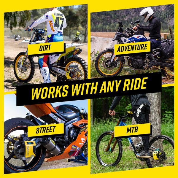 Slacker sag tool compatible with dirt bikes adventure bikes street motorcycles and MTB
