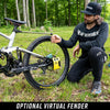 Slacker sag tool used on mountain bike with virtual fender for suspension tuning