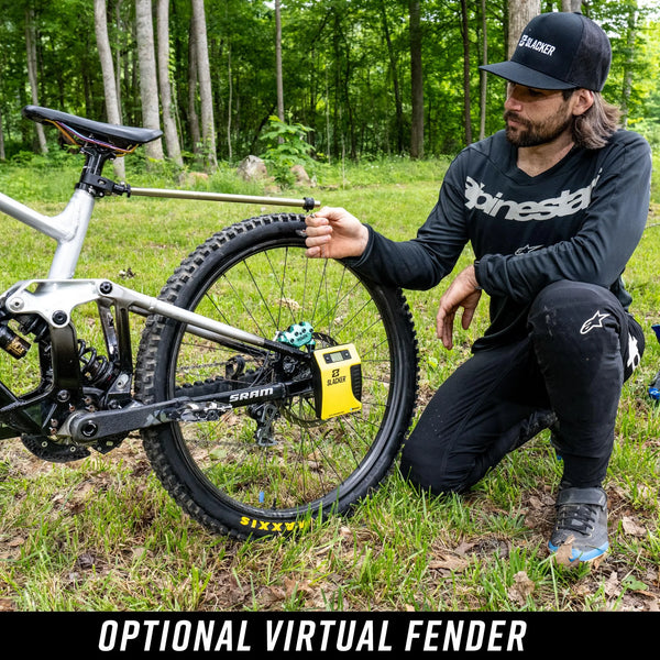 Slacker sag tool used on mountain bike with virtual fender for suspension tuning