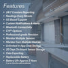 Smart sensor features including real-time reporting, Bluetooth connectivity, alerts, and long battery life
