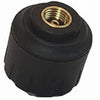 Close up of TST 507 TPMS cap sensor with threaded valve connection for tire pressure monitoring