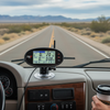 TST TPMS monitor installed on vehicle dashboard during highway driving